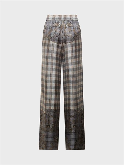 Silk palazzo trousers with grey check print PIERRE-LOUIS MASCIA | PT12450516283